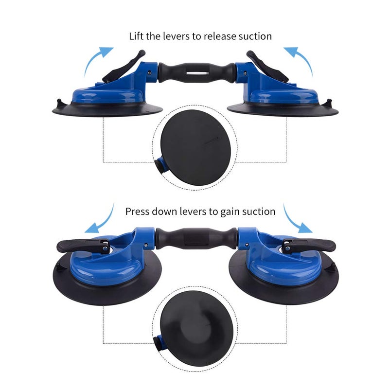 IMT Heavy Duty Vacuum Suction Cup Lifter - 330lb Lift for Glass, Stone & Appliances, Dual Swivel Pads with Ergonomic Grip for Flat & Curved Surfaces - Image 2